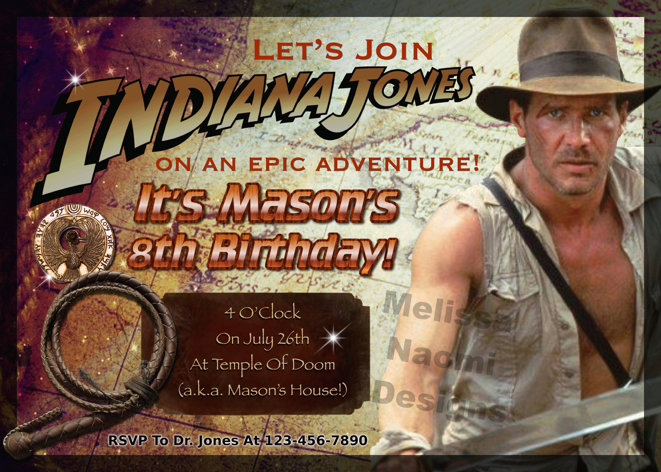 Indiana Jones Party Invitation Raiders of the Lost Ark