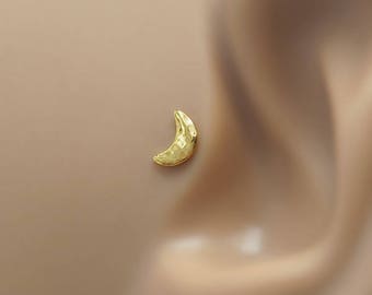 Moon Helix Piercing - Tragus Backing - 16g Tragus Piercing - Moon Tragus Earring - Helix 16 Gauge Stud - Gold Helix Stud - Helix Earring