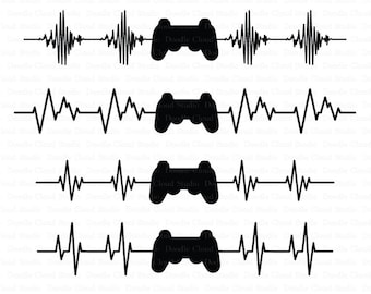 Heartbeat Game Controller SVG Files, Heart Beat Line svg Files for Silhouette Cameo and Cricut. Cardio Line SVG Files Clipart PNG included