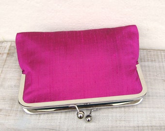 Fuchsia clutch, fuchsia bridal clutch bag, pink clutch, fuchsia bridesmaids clutch, evening clutch, peach clutch purse, bridesmaid gift, uk