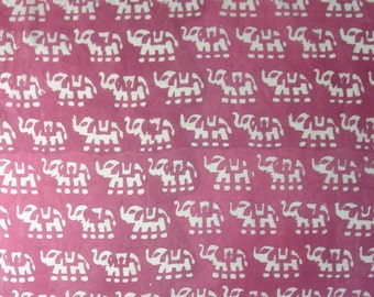 5 Yards Elephant Hand Block Print Fabric, Indian Cotton Fabric, Printed Cotton Fabric, Dabu Print Fabric, Printed Fabric, Block Print Fabric