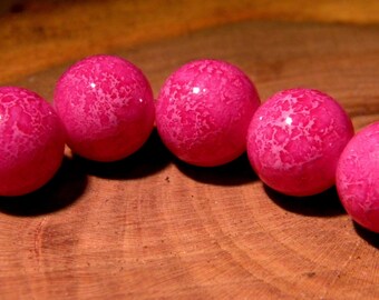 10 glass beads marbled way reality - 12 mm-fuchsia hot - PF130-5
