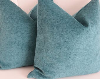 Chenille Turquoise Pillow Cover- Turquoise Pillow Cover- Elegant Pillow Cover- Chenille Pillow- Aqua Pillow Cover- Teal Pillow