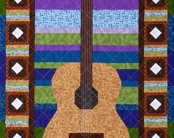 Solo Guitar Patchwork Quilt Art Pattern