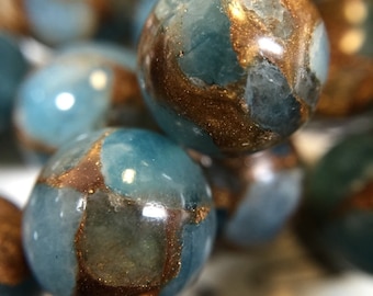 THEY ARE BACK! 10mm golden aqua quartz,Aqua Aura, blue and gold beads, blue beads, round bead 15.5 inch strand, 37-39 beads included