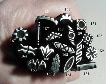 15, Jewelry stamp, Handmade Metal Stamps, jewelry making tools, sun stamp, cross stamp, diamond stamp, leaf stamp, silversmithing