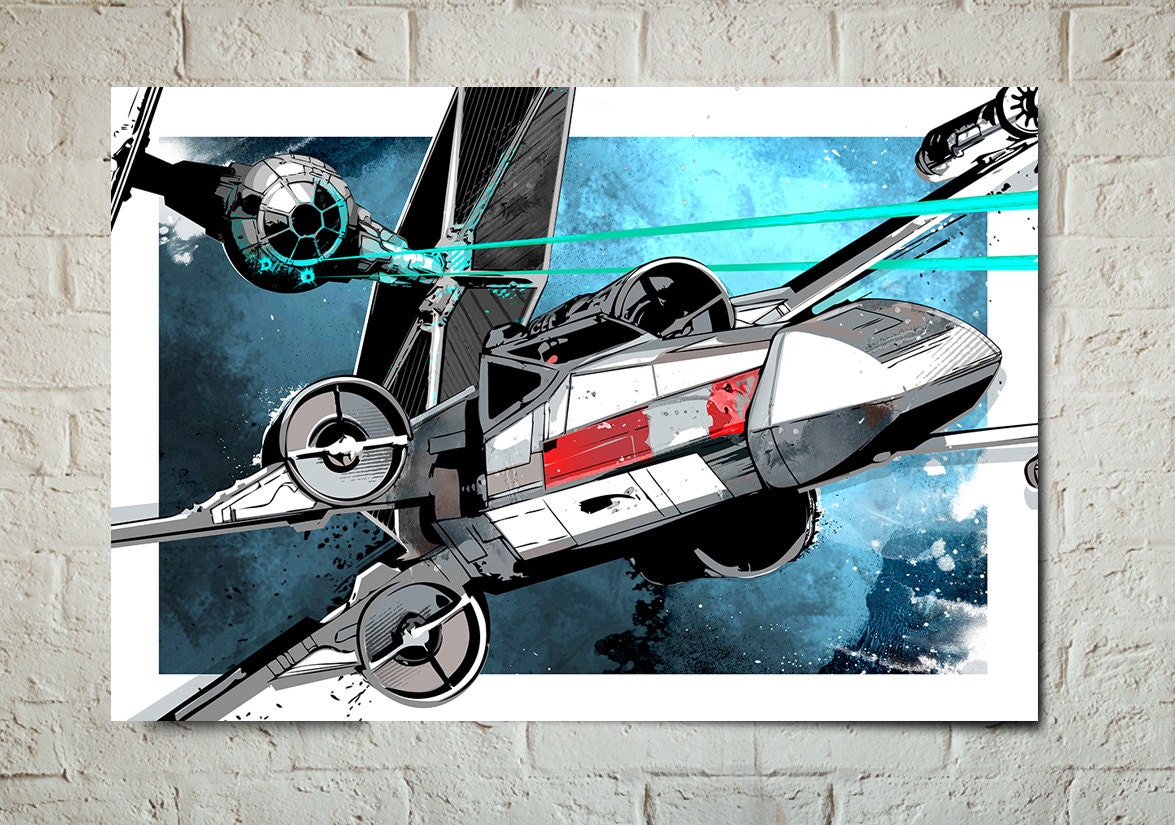 Star Wars Art Tie Fighter XWing battle Star Wars Poster