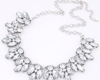 Statement Necklace Crystal Statement Necklace Gold Crystal Statement Necklace Bib Necklace Weddings BRIDESMAIDS Prom Necklace