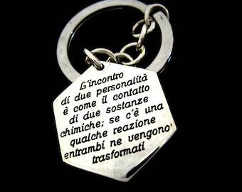 Hexagonal silver key Ring