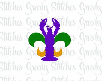Crawfish Fleur De Lis svg, dxf, fcm, eps, and png. Instant Download SVG, Mardi Gras SVG, Crawfish SVG, Fleur De Lis svg.