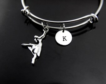 Ballet Ballerina Dance Bracelet Silver Dance Charm Bangle Dance Girl Charm Ballerina Jewelry Personalized Bracelet Initial Bracelet