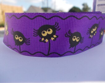 1 mètre de ruban spécial halloween violet et noir