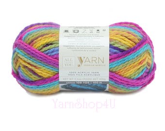 PASSION Bulky Yarn. All Things You Yarn. Premium Acrylic. Bright Tropical Rainbow Colors. Soft Bulky Variegated. Same as Charisma Passion >