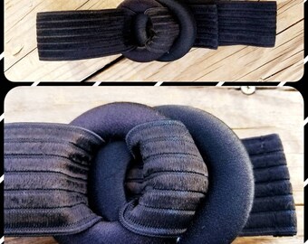 Vintage Mod 60's Elastic Nylong Belt with Large Circle Buckle
