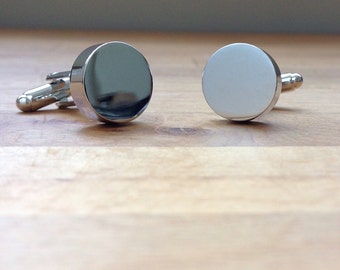 Solid Round silver cufflinks