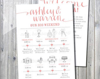 Printable Wedding Itinerary Timeline with Welcome Letter