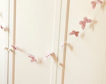 Butterfly Banner Garland Baby Shower Butterflies Birthday Decoration Pale Pink Decor