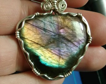 Silver Labradorite Pendant 9