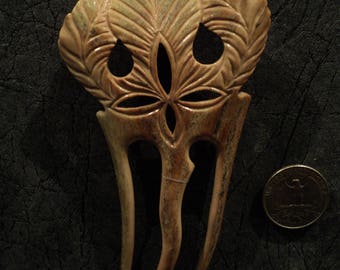 SCA Carved Antler Hair Comb -Hair accessories-Historical Costume-Bone carving-real Deer horn-Carved Antler-hair fork-handmade