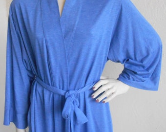 Natori Dressing Gown Blue Jersey Robe Size Large