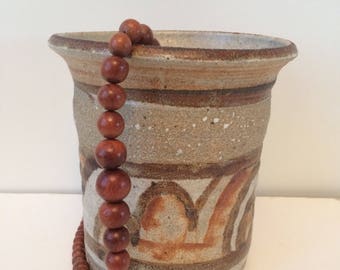 vintage pottery utensil holder / vase