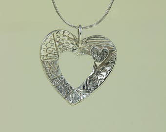 Fine Silver Handcrafted Heart on Heart Pendant