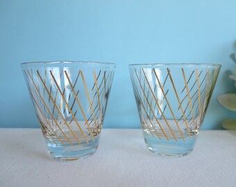 Vintage Shot Glasses - Gold Striped Glasses