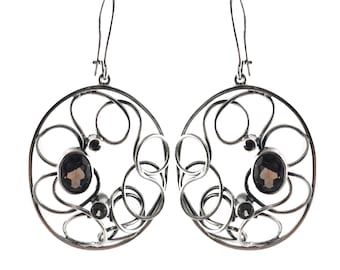 Handmade Silver Earrings with Smoky Quartz