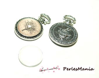 20 pieces: 10 pendants FOB rabbit ref 42 antique silver 20MM and 10 cabochons