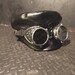 Steampunk Faux Black Leather Captain Hat, Comes With Antique Silver Goggles Size L/XL Burning Man, Mad Max
