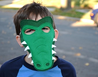 Handmade felt alligator/crocodile mask, tail