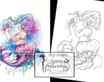 Digital Stamp, Printable, Instant download, Digi stamp, Coloring page, Art of Janna Prosvirina