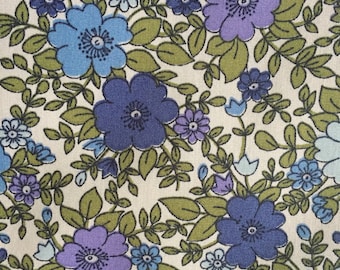 Blue floral Rose and Hubble 100% cotton poplin fabric UK