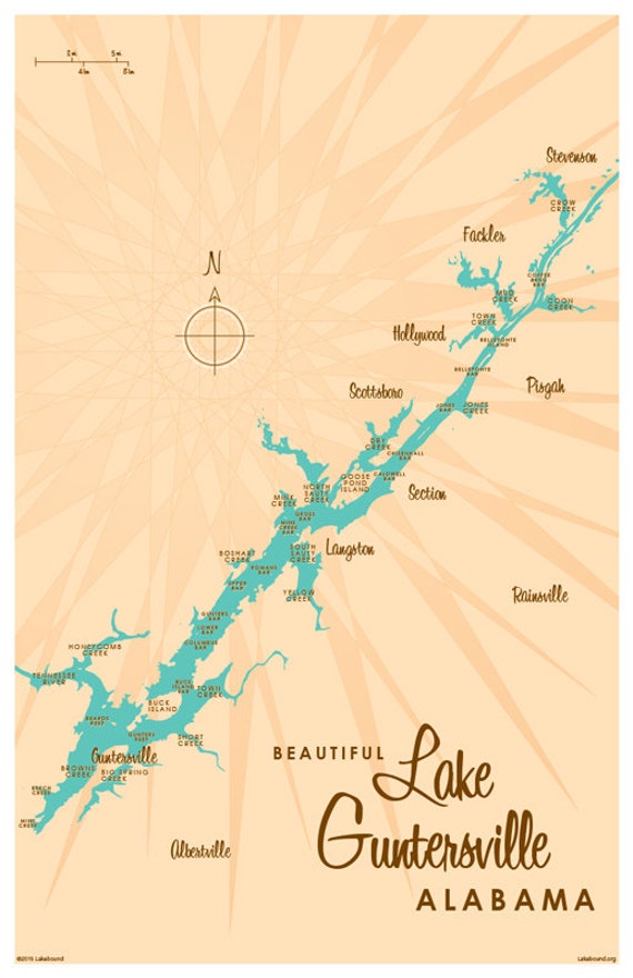 Lake Guntersville Al Map Print