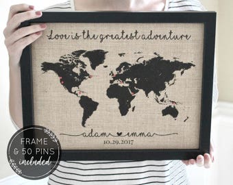 Custom Map Art Travel Gifts Husband Gift for Husband Push Pin Map Personalize Wife Gift Boyfriend Gift Travel Gift for Girlfriend Gift