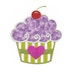 Cupcake Applique with cherry and heart Machine Embroidery Digitized Design Pattern - Instant Download