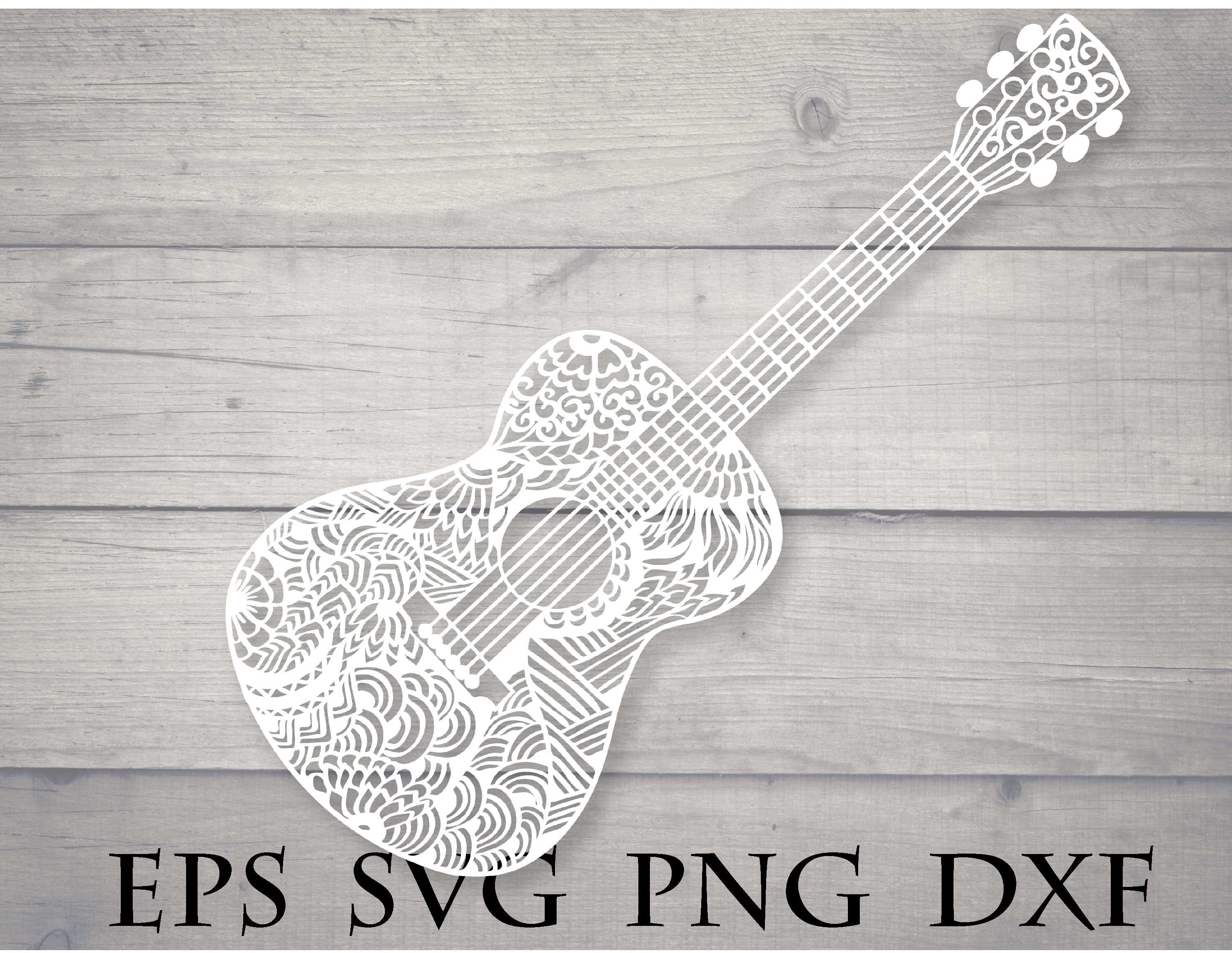 Download Svg file for cricut / zentangle guitar svg / mandala svg file