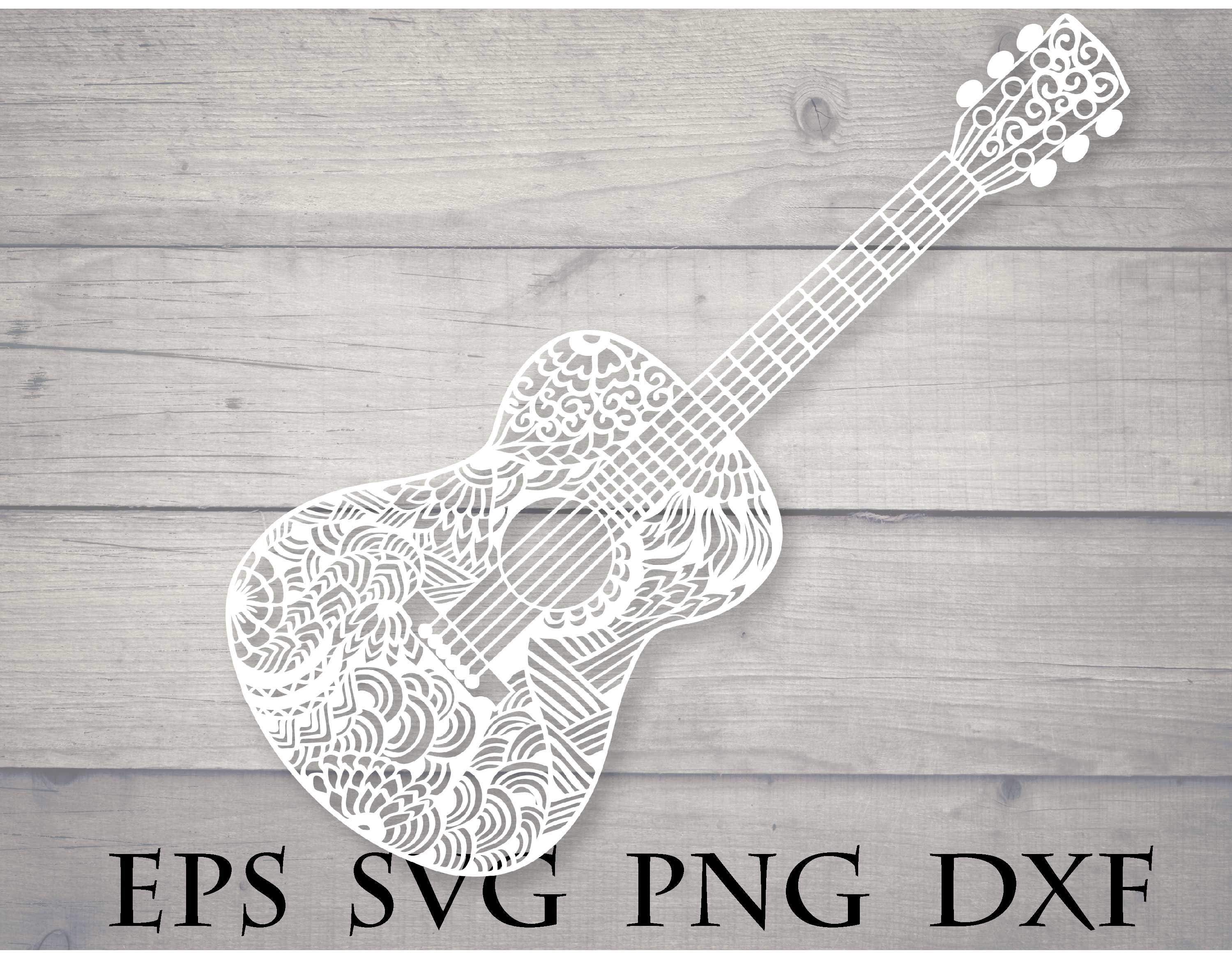 Svg file for cricut / zentangle guitar svg / mandala svg file