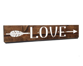 sign wood arrow decor gift levinyl rustic anniversary unique bedroom