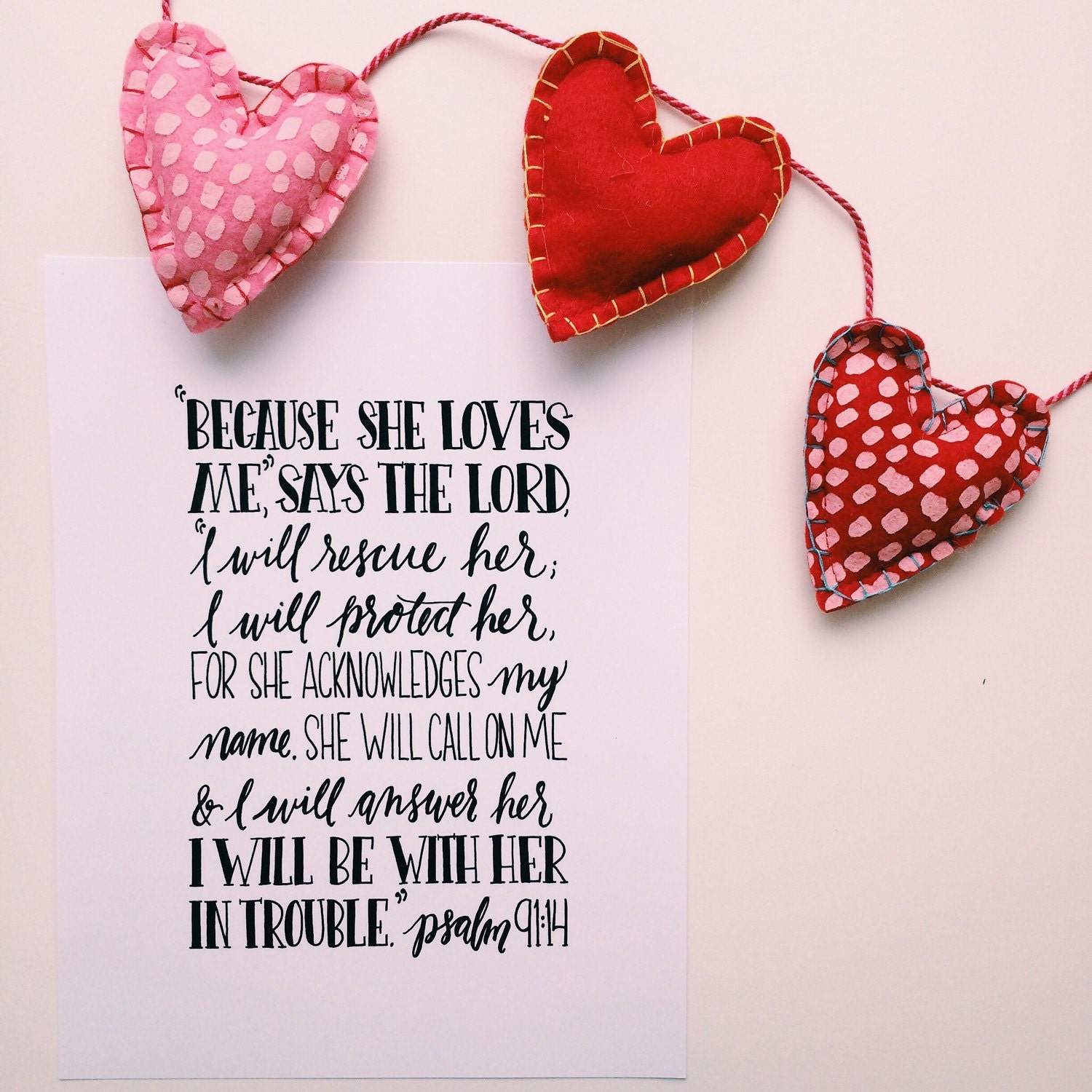 Hand lettered scripture print bible verse art psalm 91