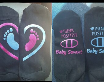 Ivf socks - baby socks - infertility socks - ivf monogram socks - pregnancy socks - think positive socks - socks