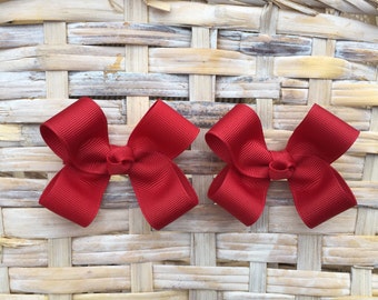 Cranberry Hair Bows,Pigtail Hair Bows,Baby Hair Bows,Toddler Hair Bows,Non slip,3 Inch Hair Bows