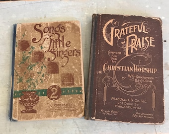 2 Early 1900s Hymnals w great Covers & old Songs of Praise