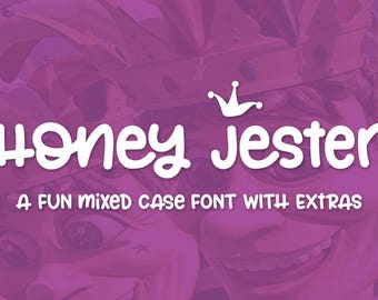 Honey Jester, font, fun font, script font, sans-serif font, kids font, playful font, vector, vector ornaments, round font, soft font, child