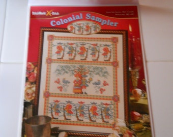 Colonial Sampler Antique Cross Stitch Pattern Museum Sampler