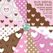 Valentine Hearts - Bonus Digital Paper Pack - Pink and Brown - INSTANT DOWNLOAD - for Scrapbooking, Cards, Crafts, Invites, Collage, Journal
