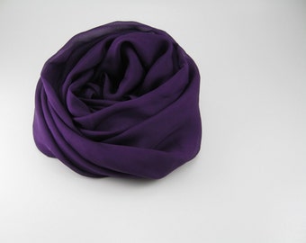 Silk Chiffon Scarf --- Dark Purple