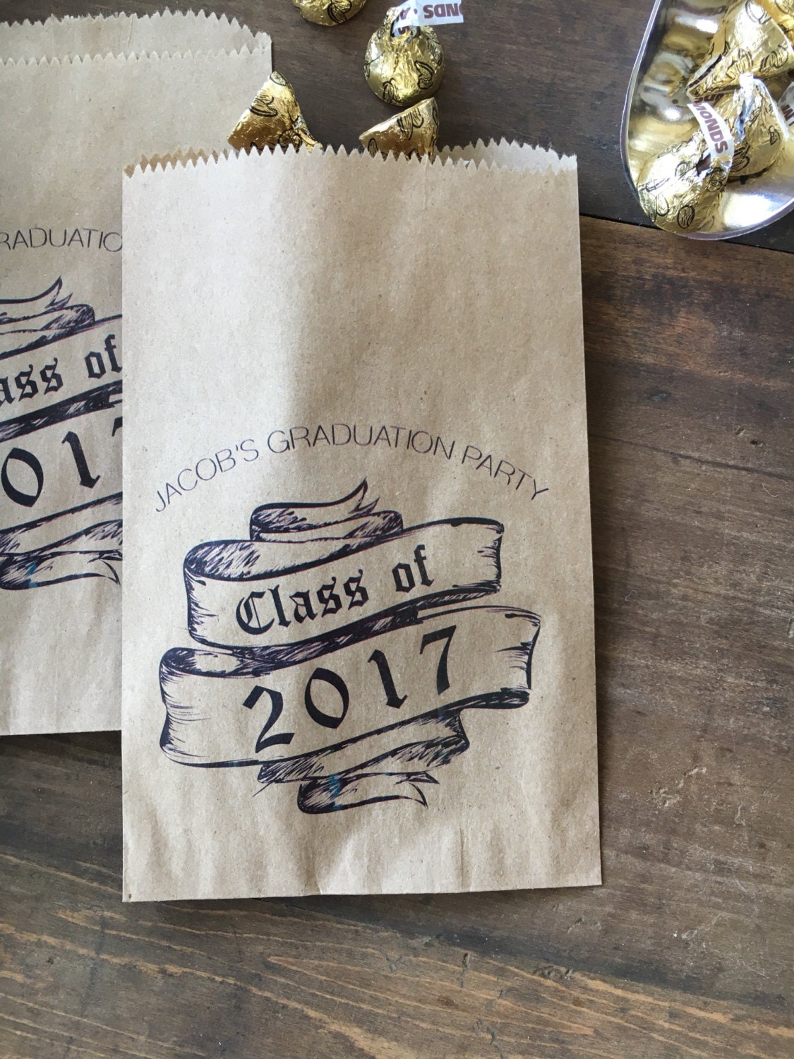 Graduation Candy Buffet Bags 5x7 recycled kraft paper