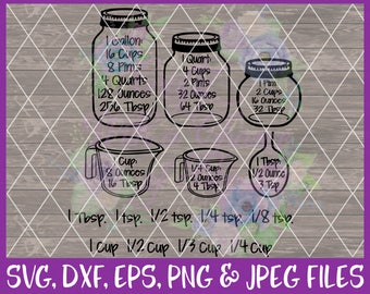 Kitchen SVG Conversion Chart SVG Cutting Board SVG Measurements Svg Conversion Svg Measuring Cups Svg Dxf Eps Png Jpg Digital Download