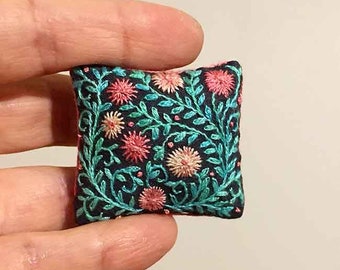 Miniature pillow. Hand embroidered Hand made